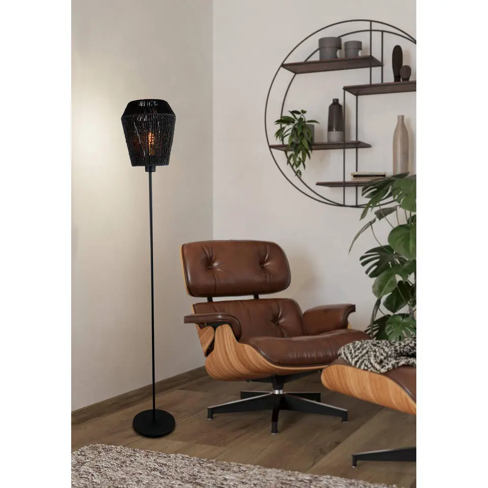 EGLO Persley Staande lamp - E27 - Papier/Staal - Zwart