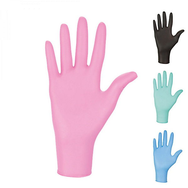 Lot de 5 boites de 100 gants en nitrile jetables - non poudrés - Taille L - Rose - Vivezen