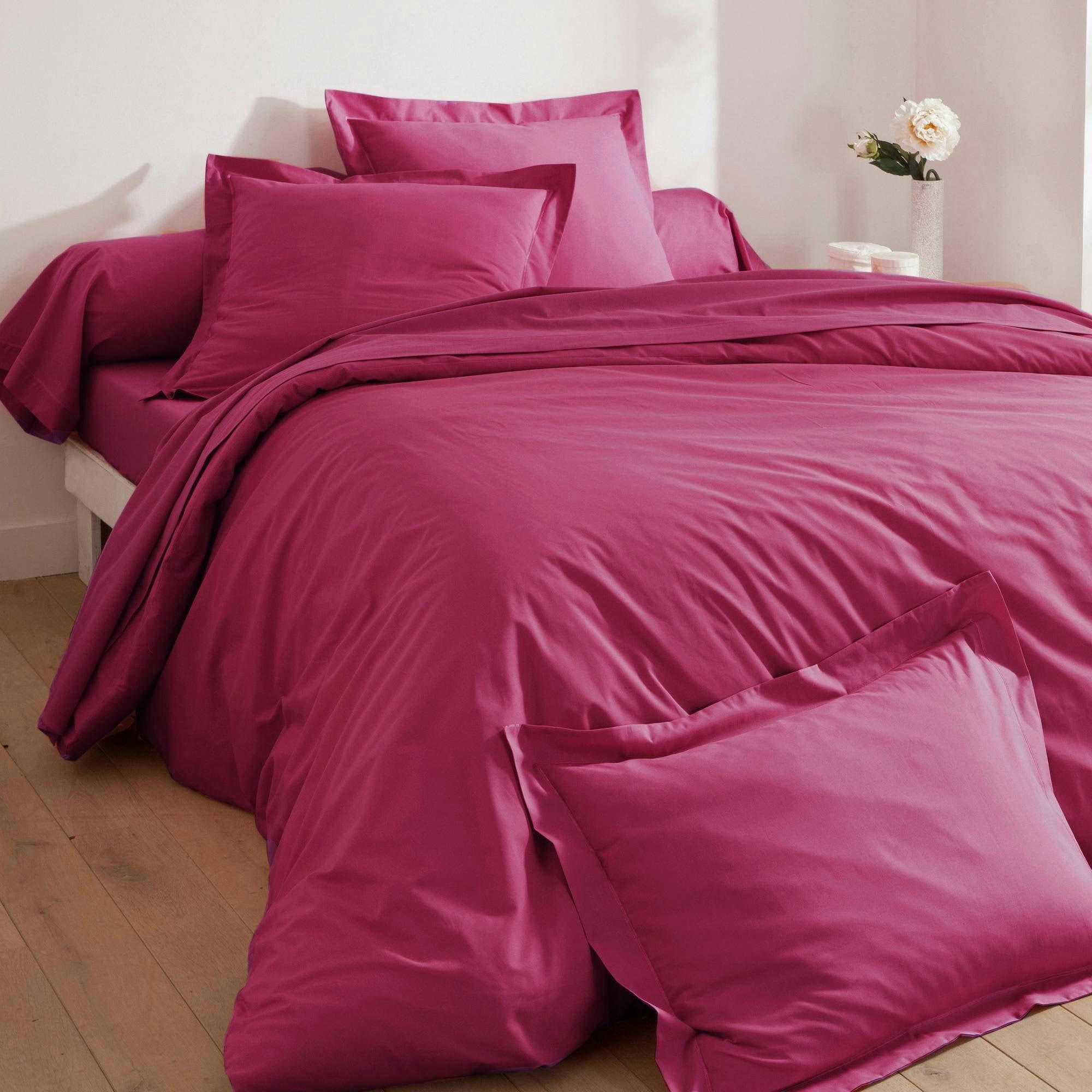 COTON UNI LAURÉAT - Housse de couette 200x200 rose fuchsia en coton