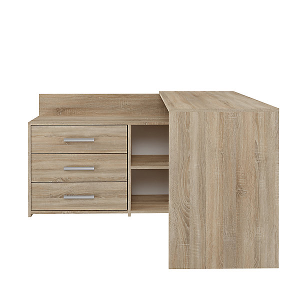 Bureau d'angle : 120 x 76 x 50 cm, Chêne de Sonoma