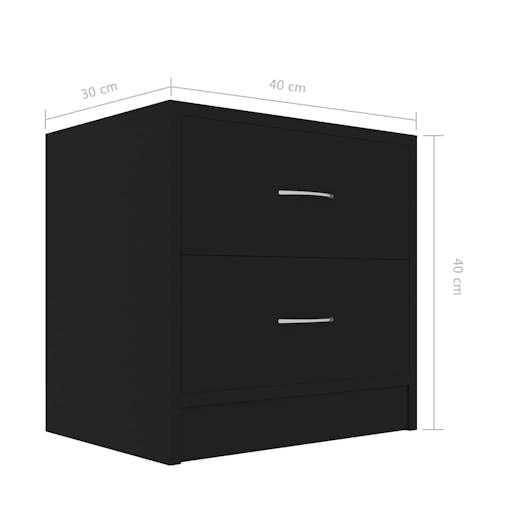 NNEVL Bedside Cabinets 2 pcs Black 40x30x40 cm Chipboard