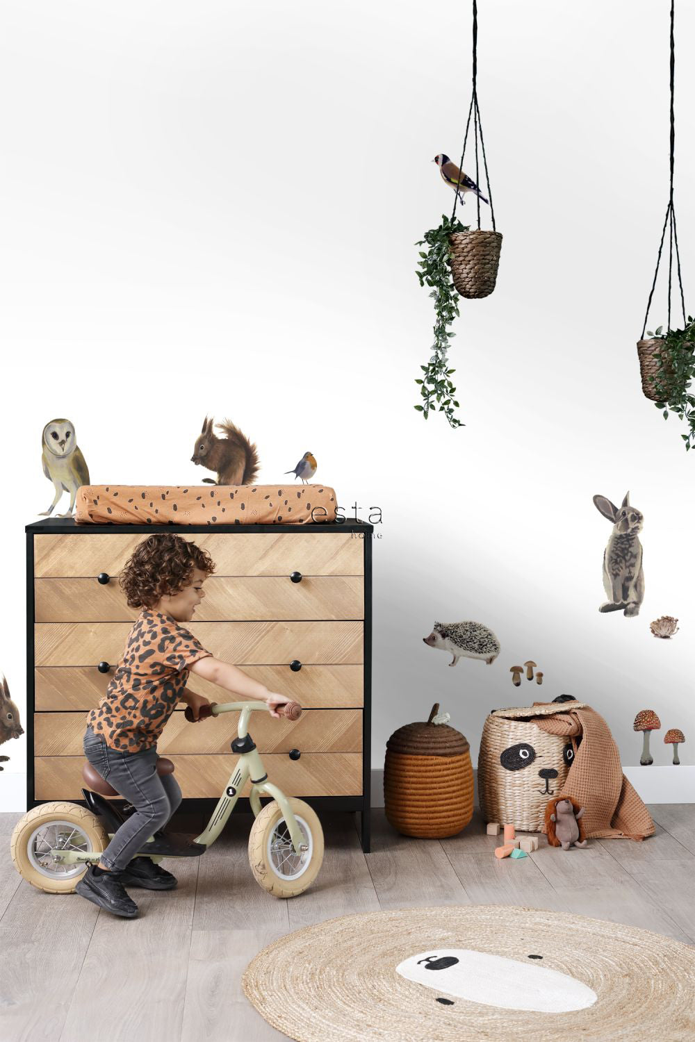 ESTAhome muursticker bosdieren bruin - 47.5 x 66 cm - 156101