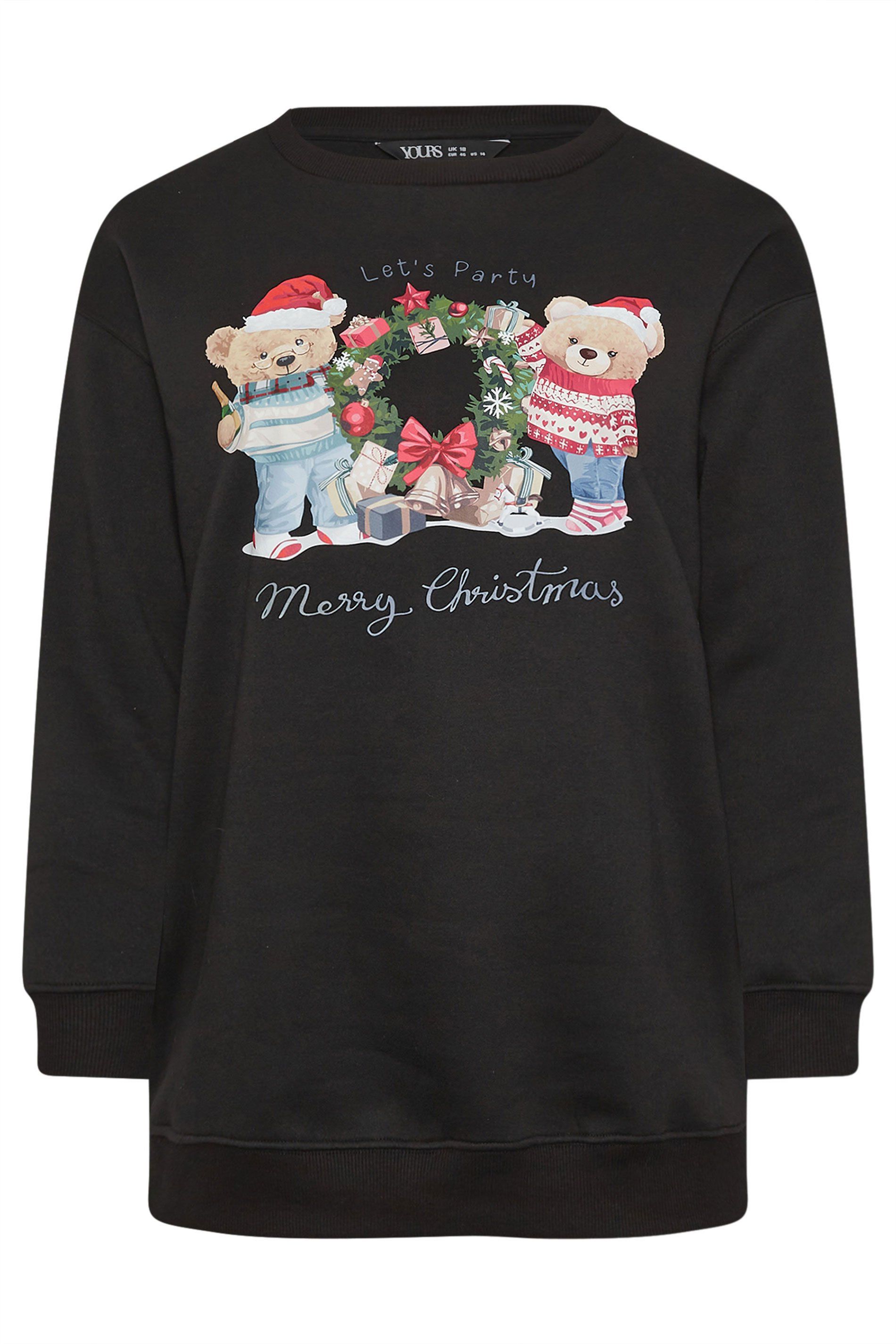 Yours Teddy Bear Christmas Print Sweatshirt