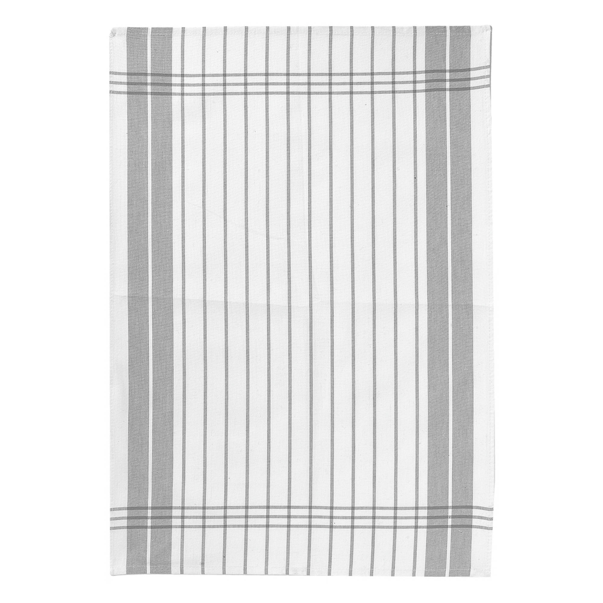PETITES RAYURES - Torchon  en coton gris 50 x 70