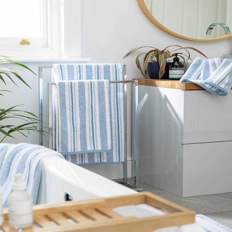 Habitat Coastal Stripe 2 Piece Face Cloth - Blue & White