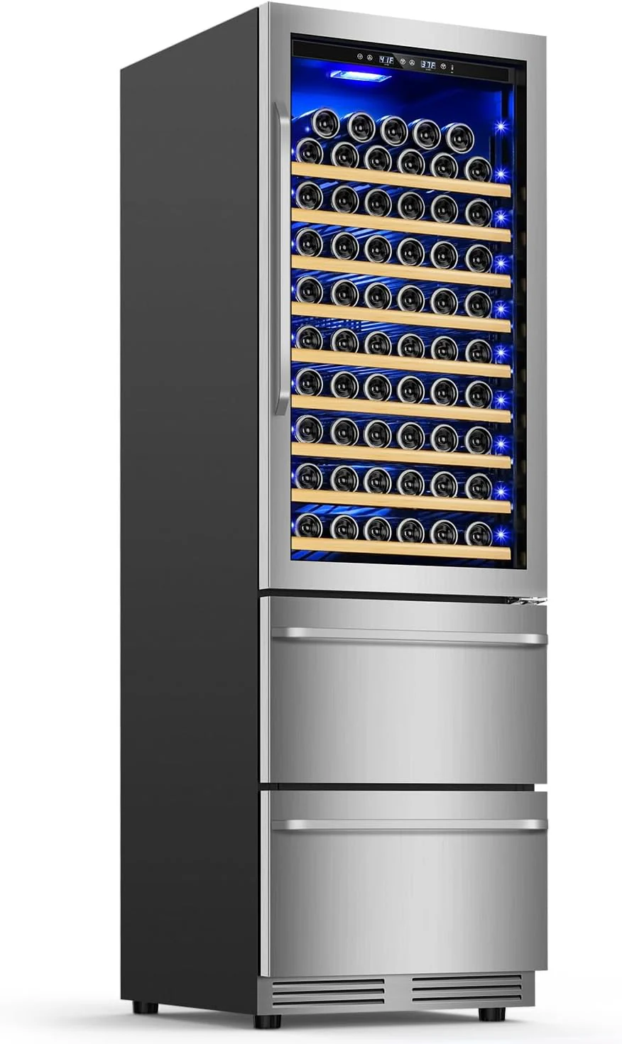 24 Inch Dual Drawer Fridge Under Counter with Wheels, Outdoor Beverage Refrigerator for Patio, Stainless Steel Weather-Proof, Freestanding or Built-In Installation, Ideal for Home and Commercial Use(30)