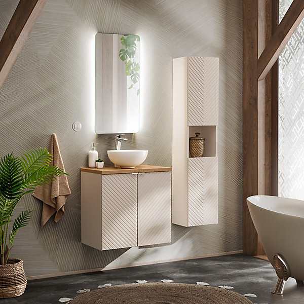 Meuble suspendu sous vasque avec 2 portes VIVA CACHEMIRE 60 cm