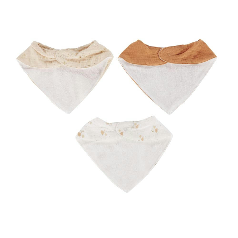 OIA - Bavoirs en gaze de coton blanc, beige rosé et terracotta (x3)
