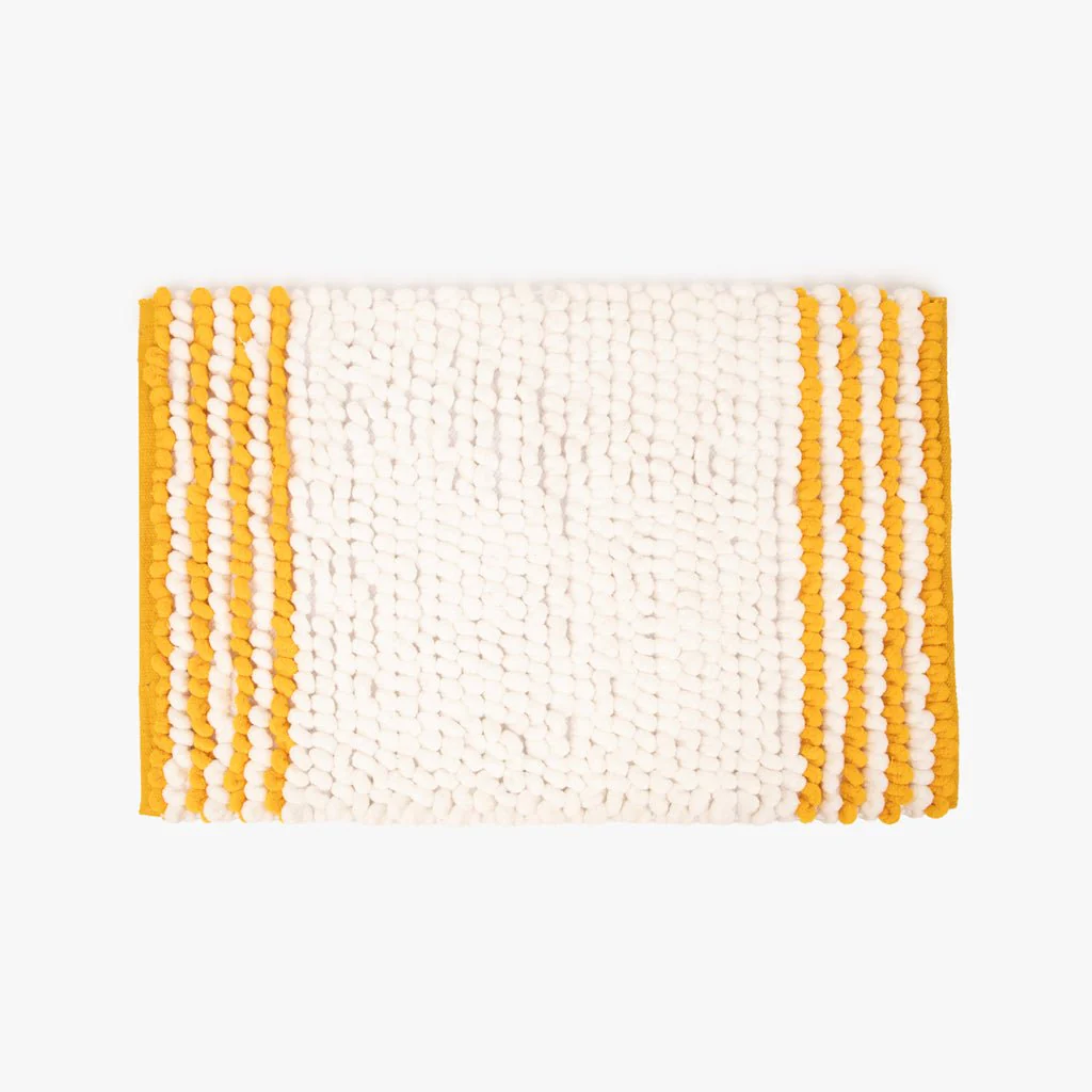 Tapete de Casa de Banho Chenilla Branco e Amarelo SOLLER