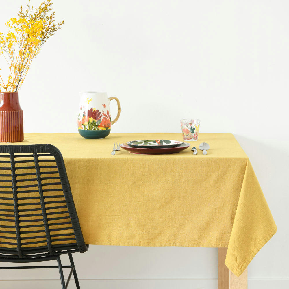 AZILISE - Nappe en coton jaune 140x240