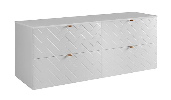 Meuble de salle de bain, Blanc Mat, 160 x 57 x 46 cm, poignées dorées