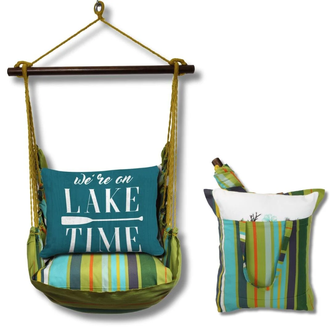 Magnolia Casual Swing Set 4 piece - Citrus Stripe w/ Lake Time on Teal