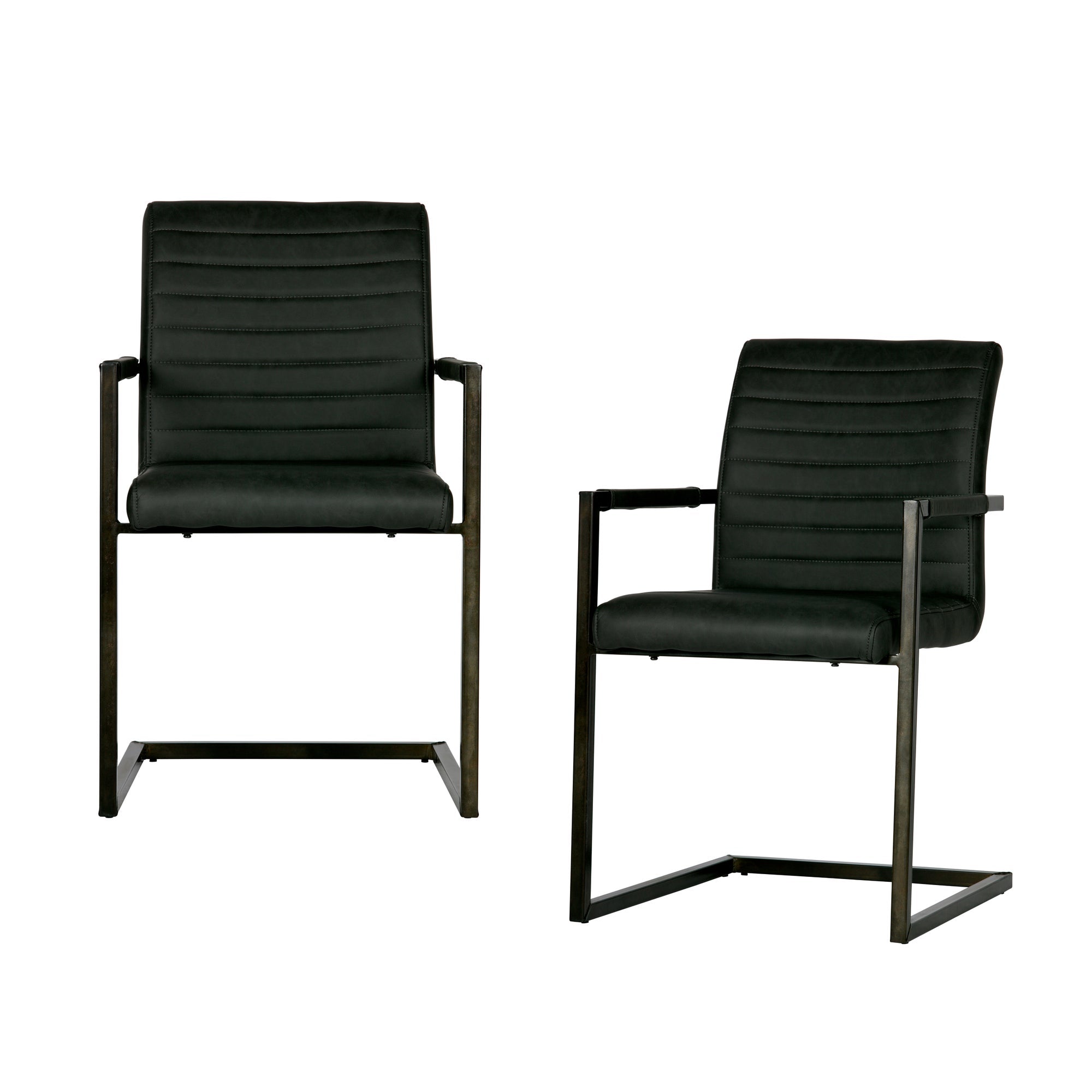 WOOOD eetkamerstoelen Bas - Pu - Antraciet - Set van 2