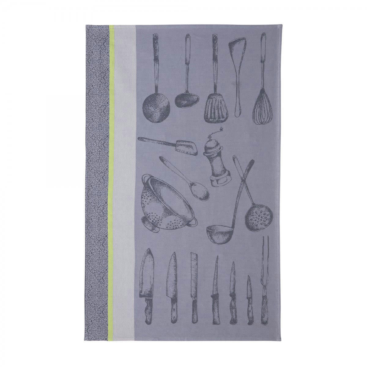 USTENSILES DU CHEF - Torchon en jacquard de coton gris 50x75