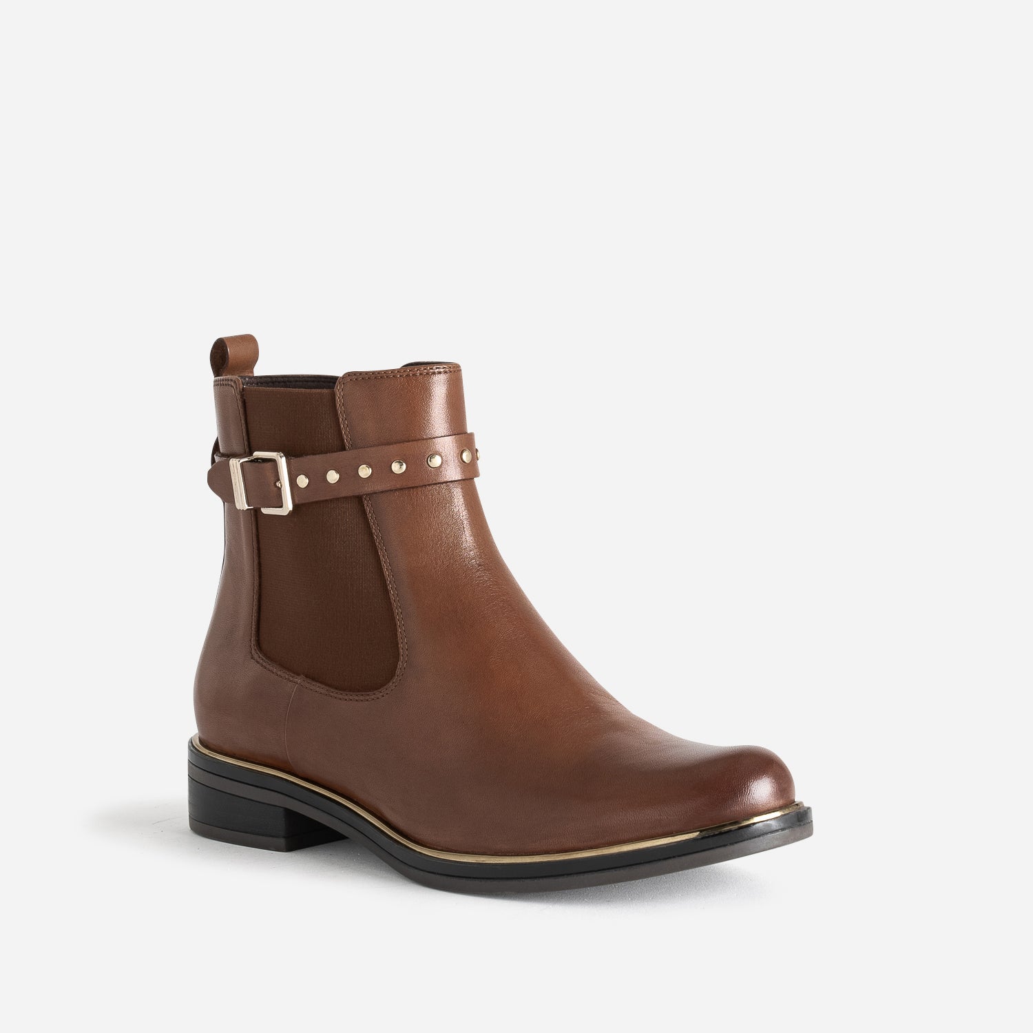 Chelsea boots CAPRICE cognac en cuir bride cloutée