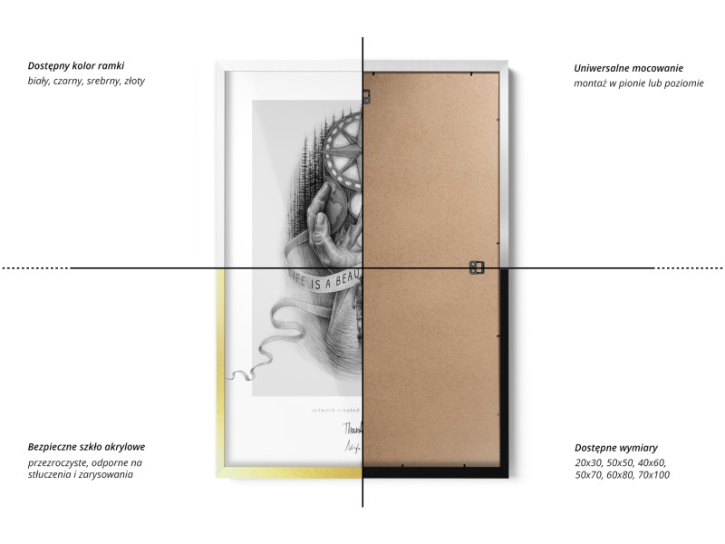 Elegancka biała ramka 70x100 cm - Modna oprawa na zdjęcia