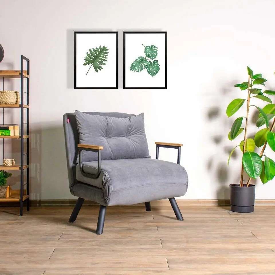 Sando 1-zits slaapbank - Metalen frame - Grijs