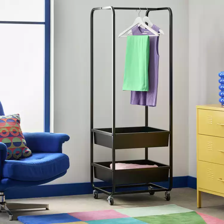 Habitat Lorelei Single 2 Drawer Clothes Rail - Black