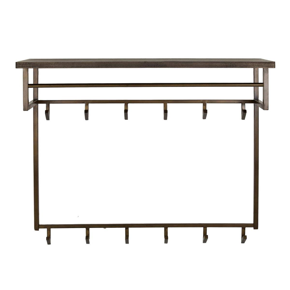 Giga Meubel Kapstok Ferro Hoedenplank - Brons - 12-Haken - 100x33x80cm