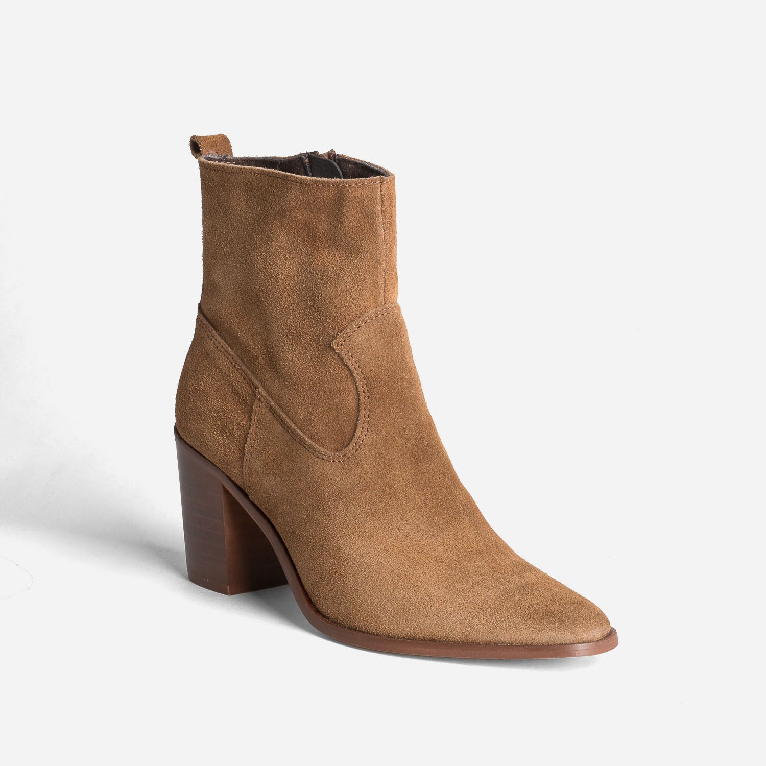 Boots à talon taupe cuir velours