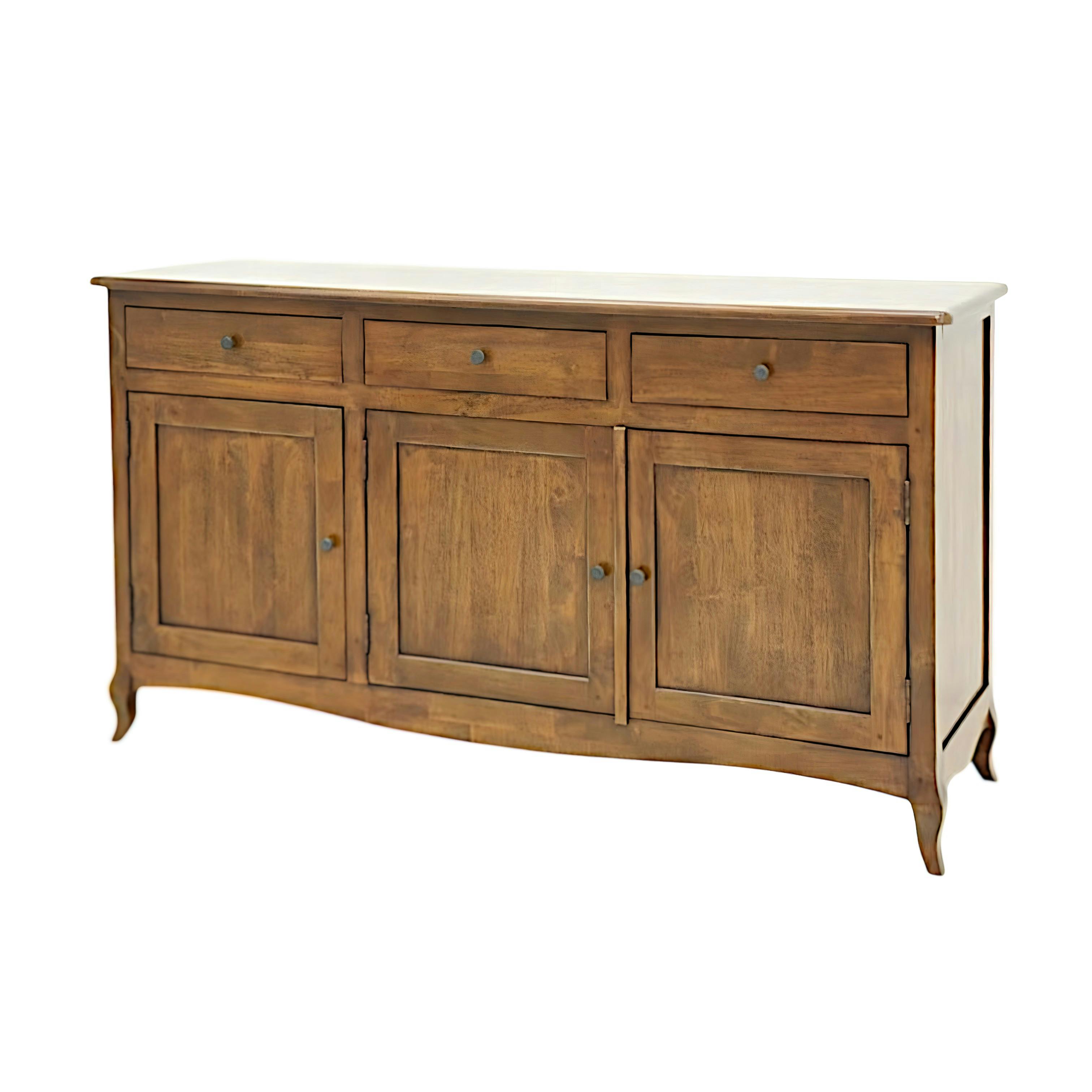 Buffet galbé hévéa 3 portes 150cm TRADITION