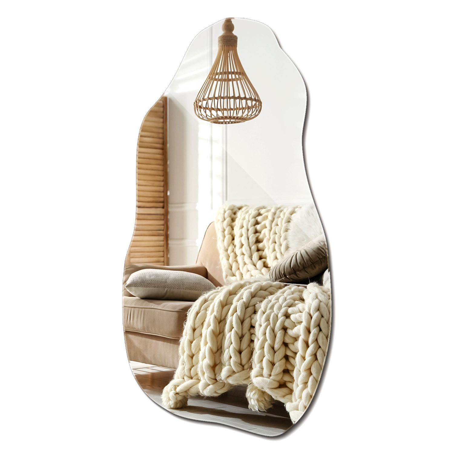 Organiczne lustro łazienkowe nieregularny kształt 40 cm x 80 cm Wallfluent