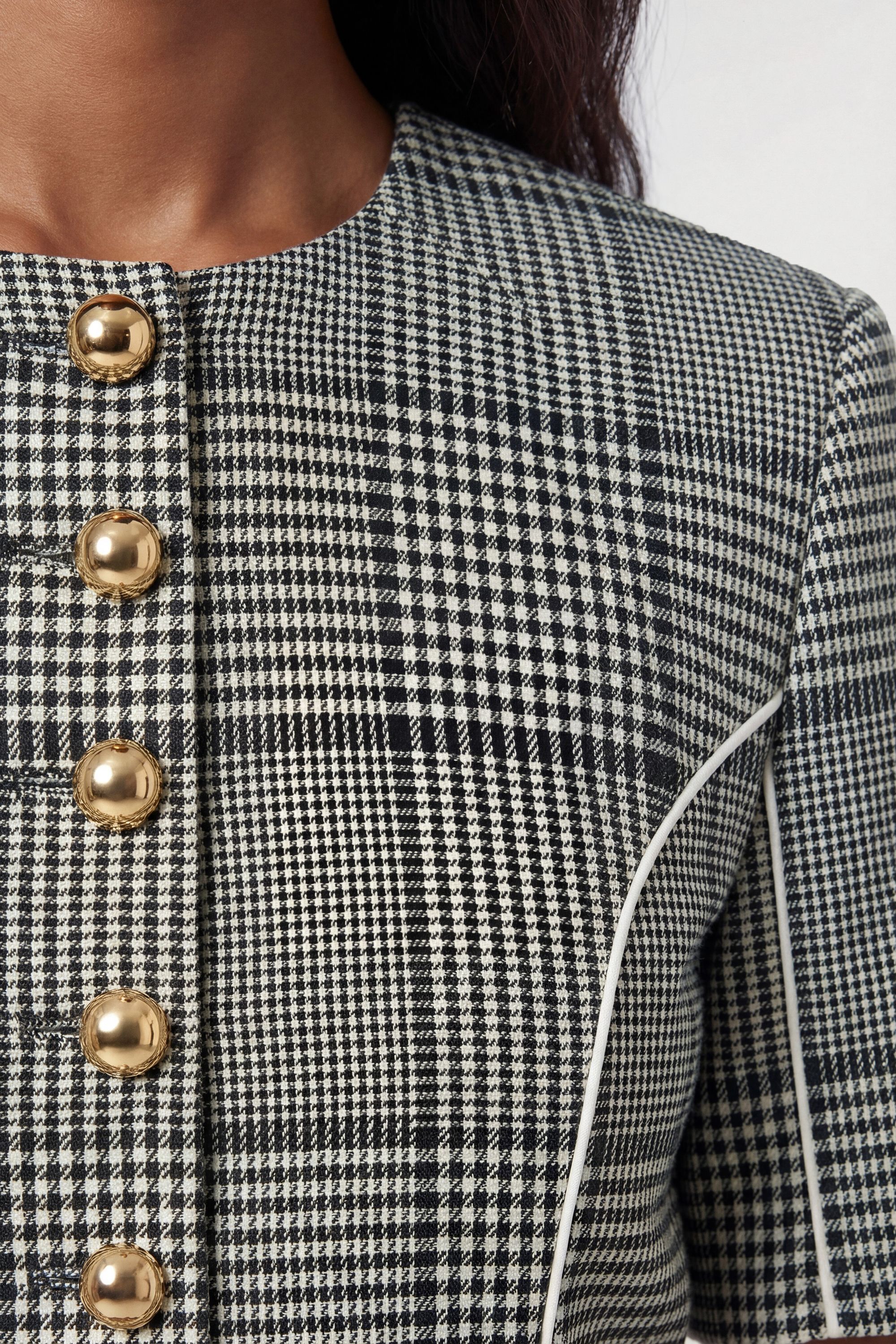 KarenMillen Petite Tailored Check Peplum Belted Midi Dress