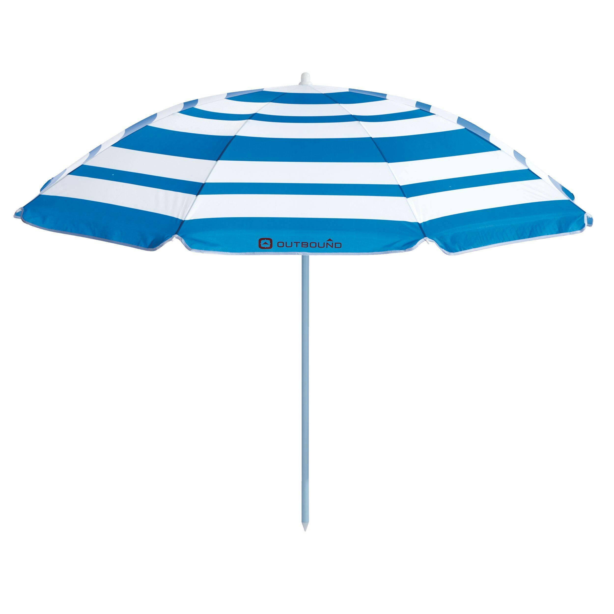 Outbound Portable Striped Sun Shade Beach Umbrella w/ Pointed Sand Pole, Assorted, 6-ft