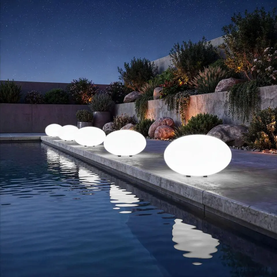 tectake Kogellamp Luminous Eye, LED, met afstandsbediening, Wit