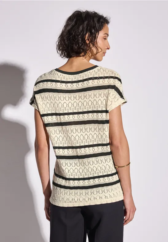 Ajour Shirt mit Streifen