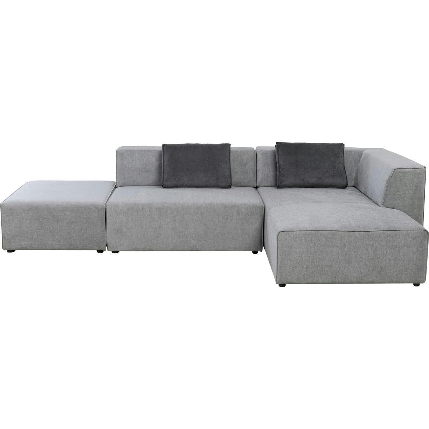 INFINITY - Canapé d'angle droit 4 places en tissu gris
