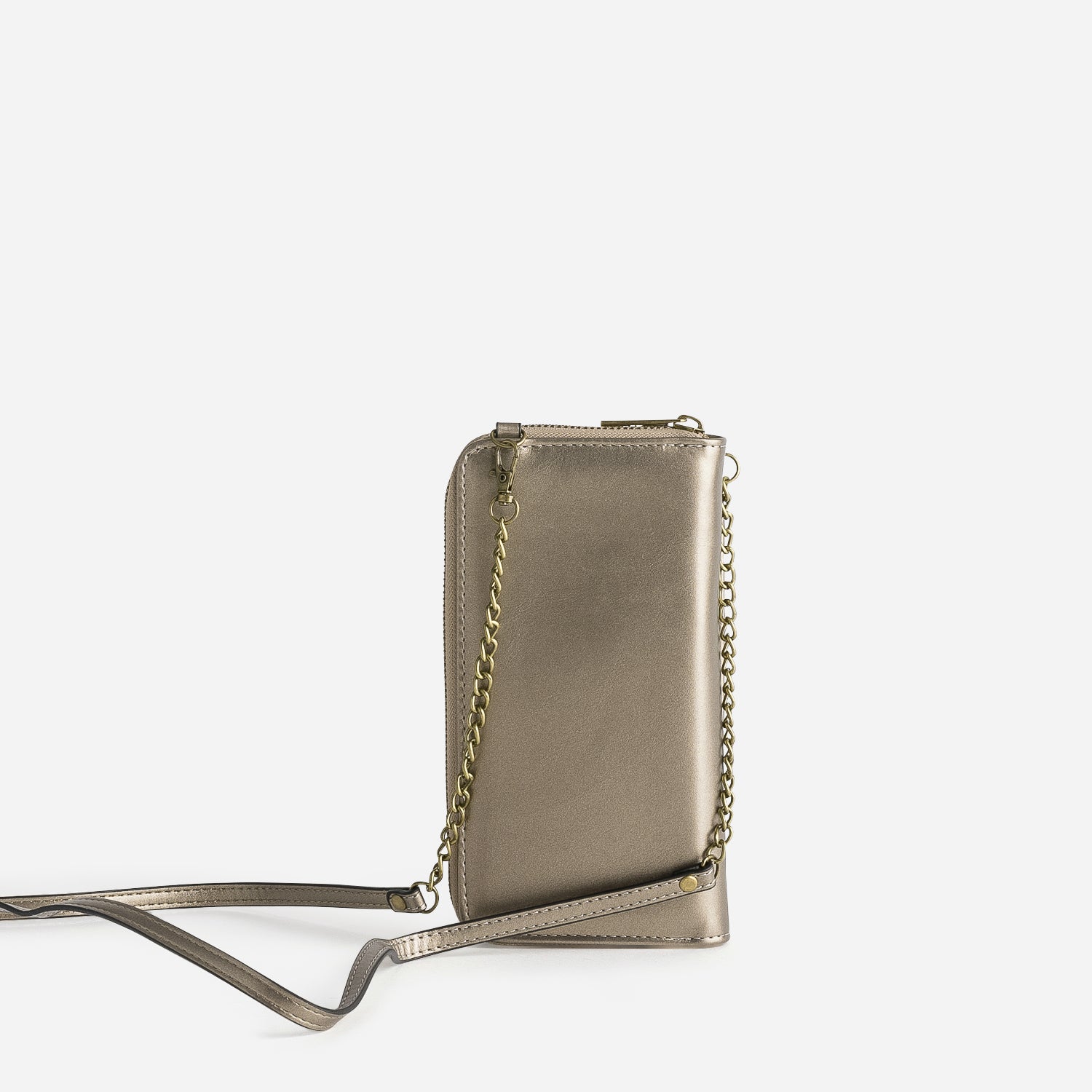 Pochette-téléphone TEXTO taupe métallisé