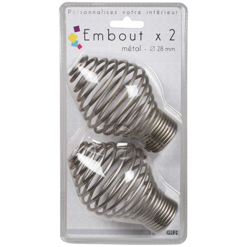 Embout pour tringle à rideaux x2 couleur métal nickel