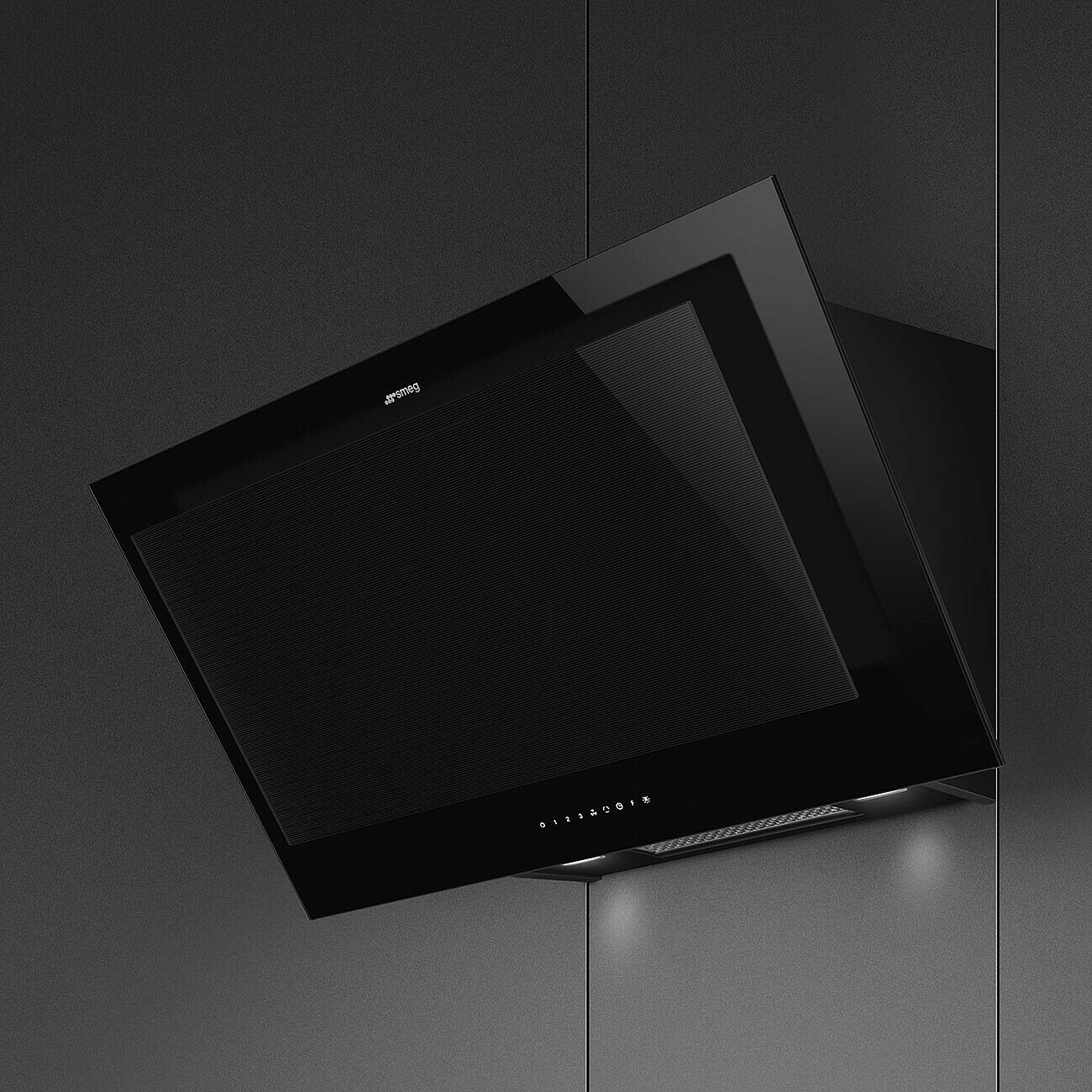 90cm Linea Angled Chimney Auto-Vent 2.0 Hood Pure Black