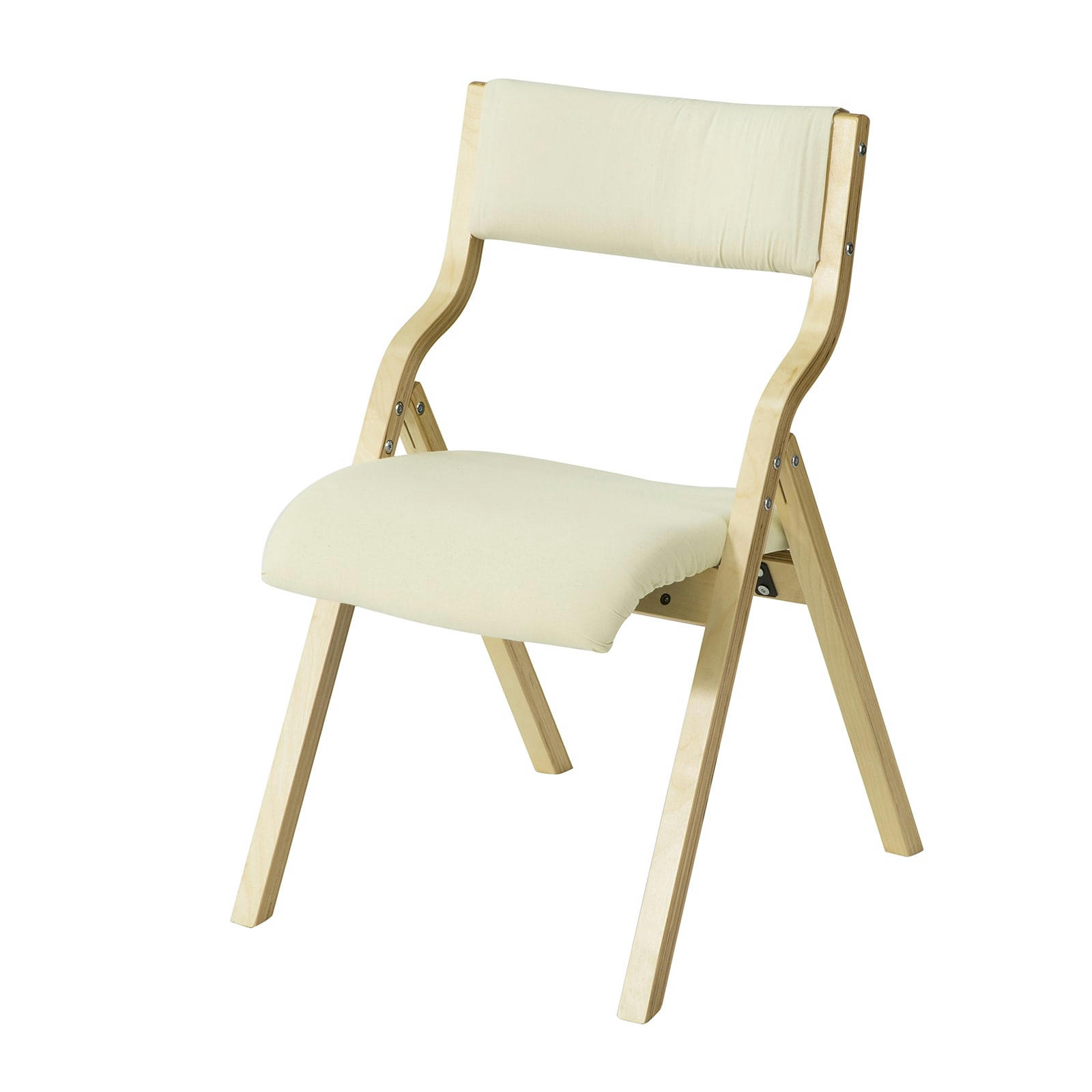 - Chaise pliante avec assise rembourrée en bois blanc