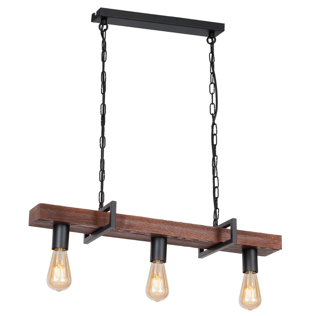 Lampa wisząca czarny matowa-ciemne drewno Hard 3xE27x15W Luminex