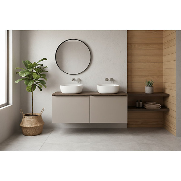 Ensemble de salle de bain VANTA taupe : meuble sous vasque 120cm et plan vasque