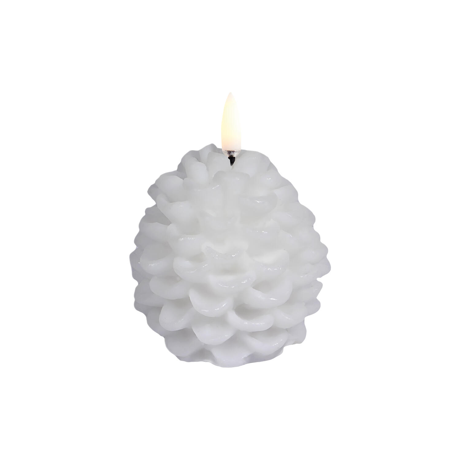 LED candle pine cone, nordic white