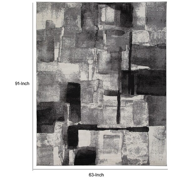 Beri Modern Area Rug, Abstract Design, Fabric, Medium, Black, Cream - 9'3" x 12'3"