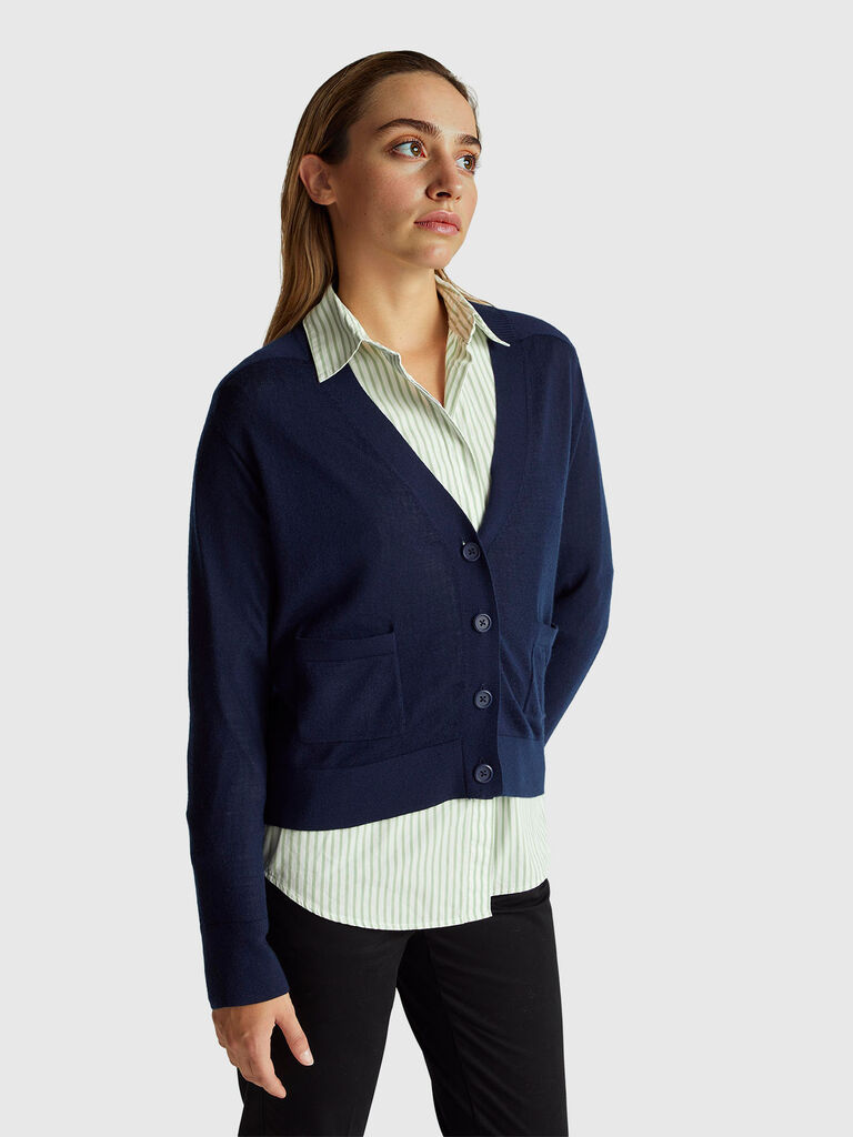 Cardigan in pure Merino wool