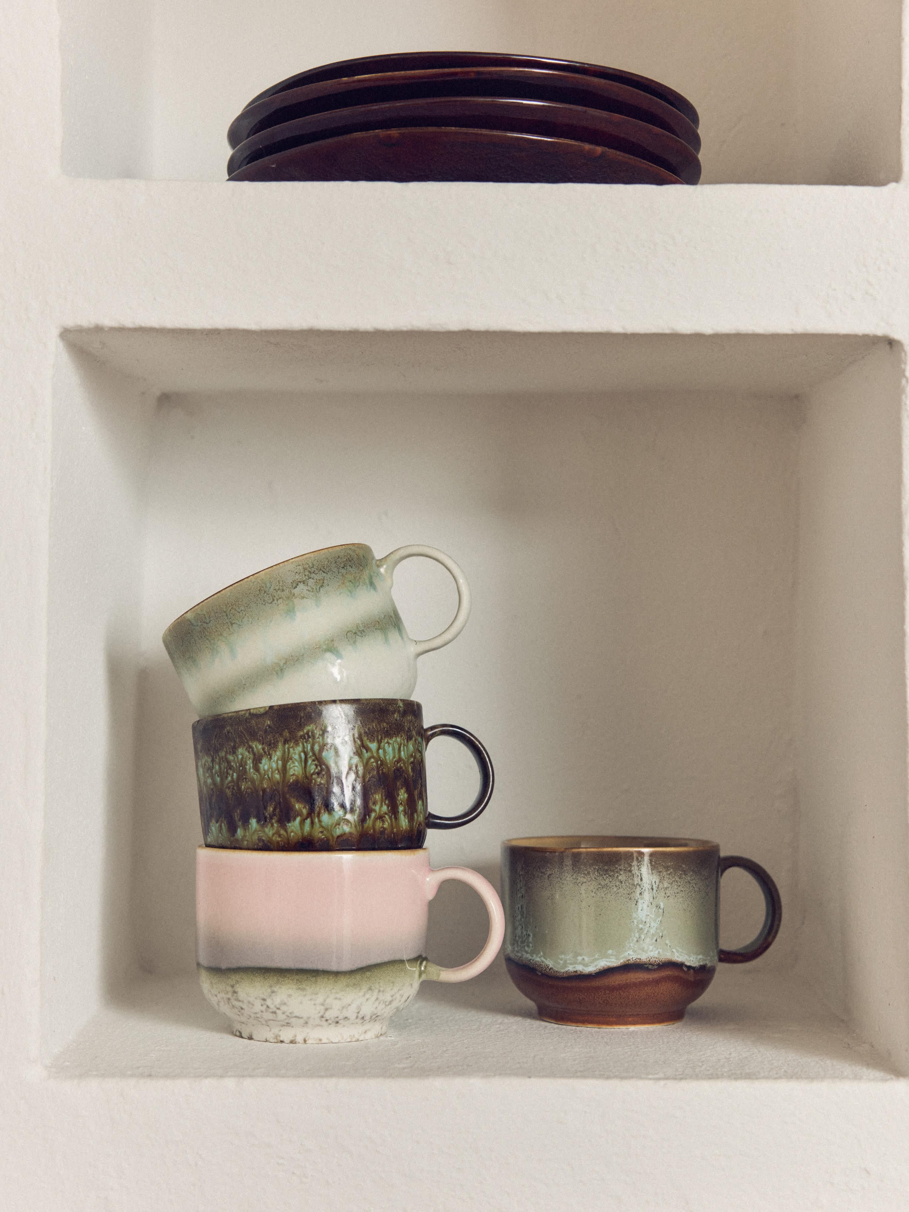 Handgefertigte Tasse 70's mit Reaktivglasur