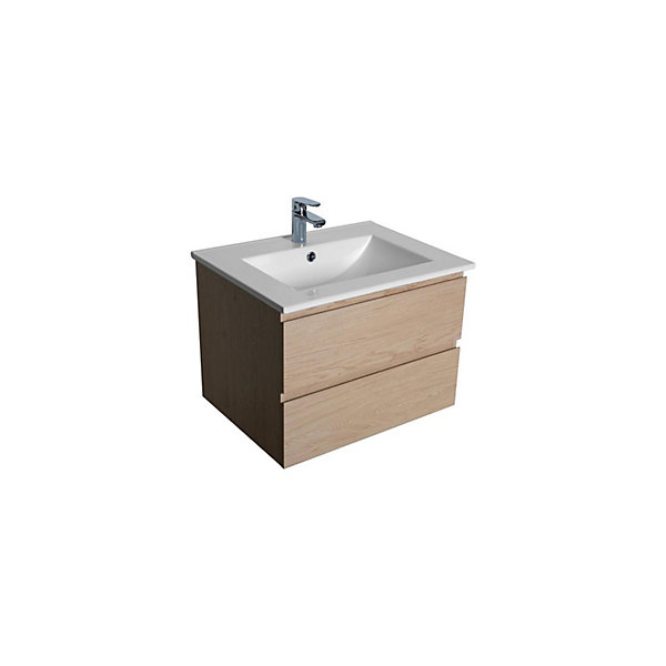 Ensemble simple vasque SORRENTO 60cm avec plan céramique et robinet chromé