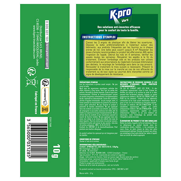Gel appât anti-fourmis Kapo vert 10g