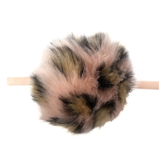 Pink Leopard Faux Fur Pom Pom 11cm