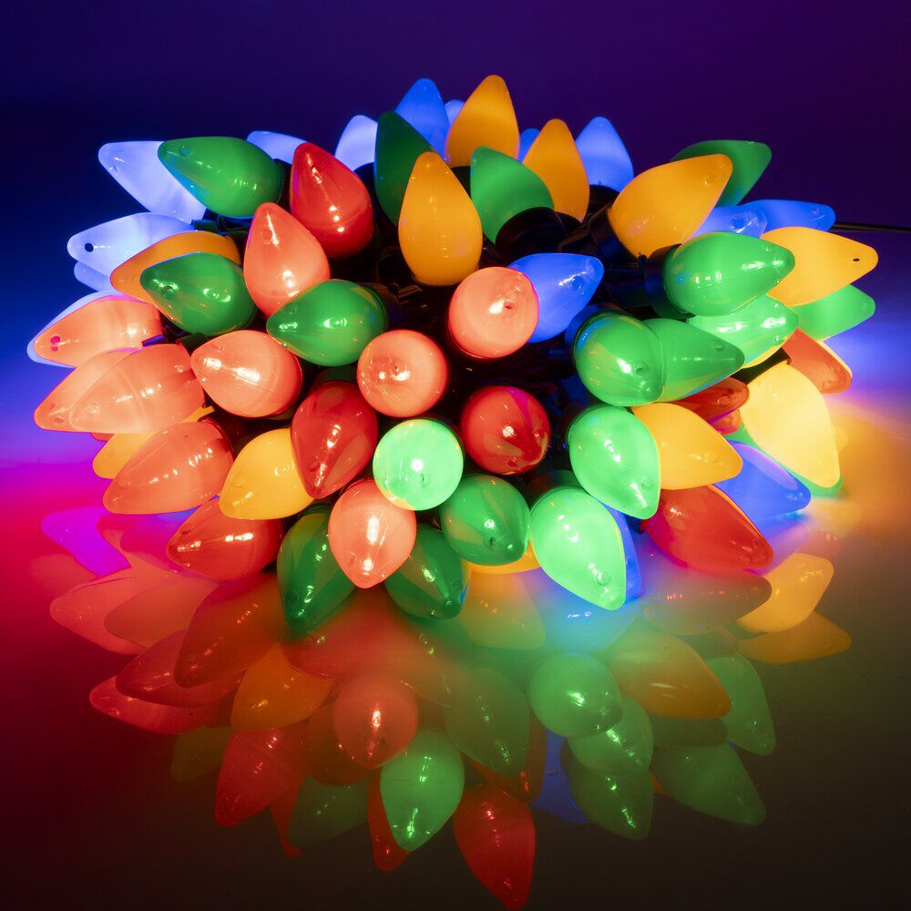 Guirlande de No&euml;l lumineuse 100LED bulbe tulipe multicolore L990cm