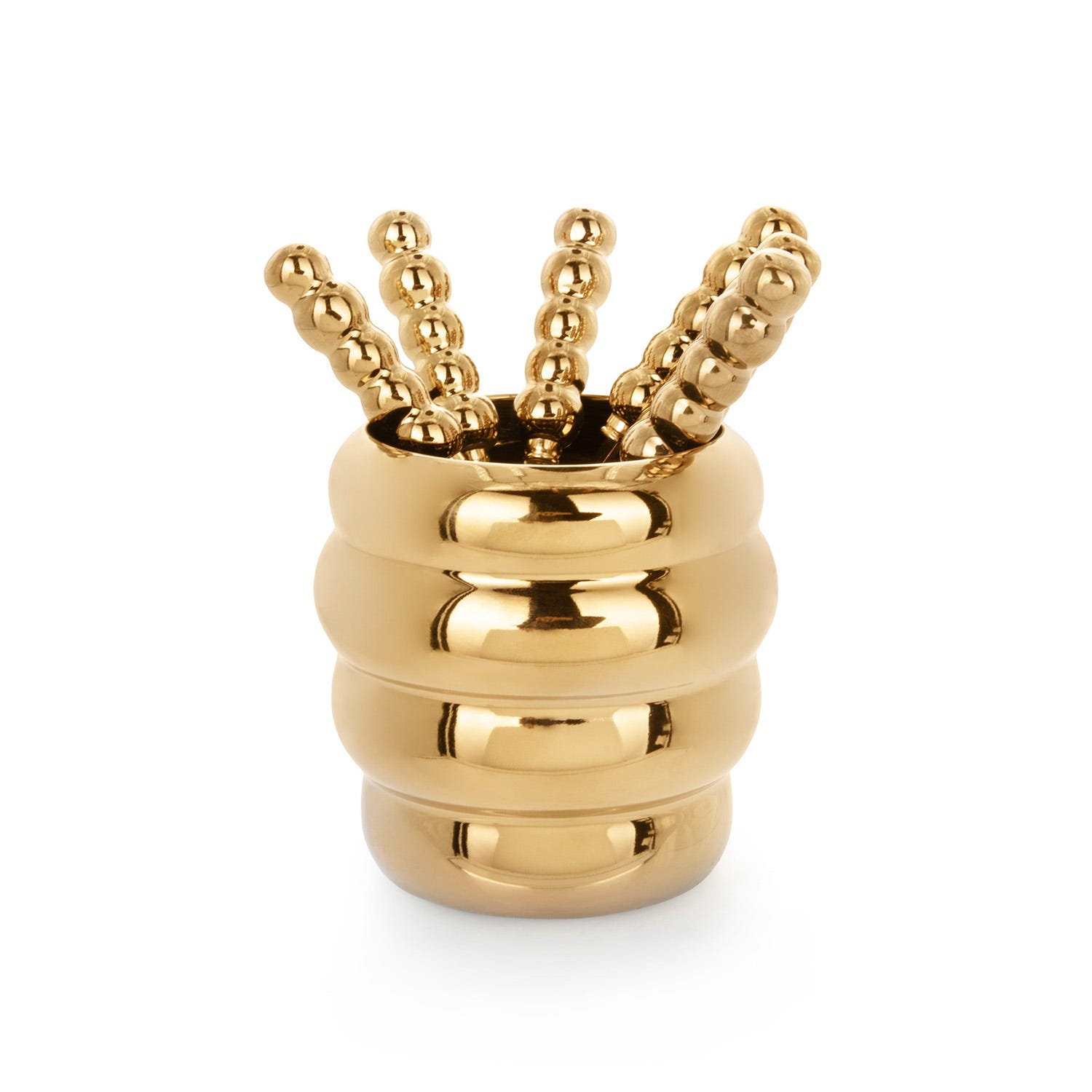 Set 6 forchettine con contenitore dorato Spiky Party