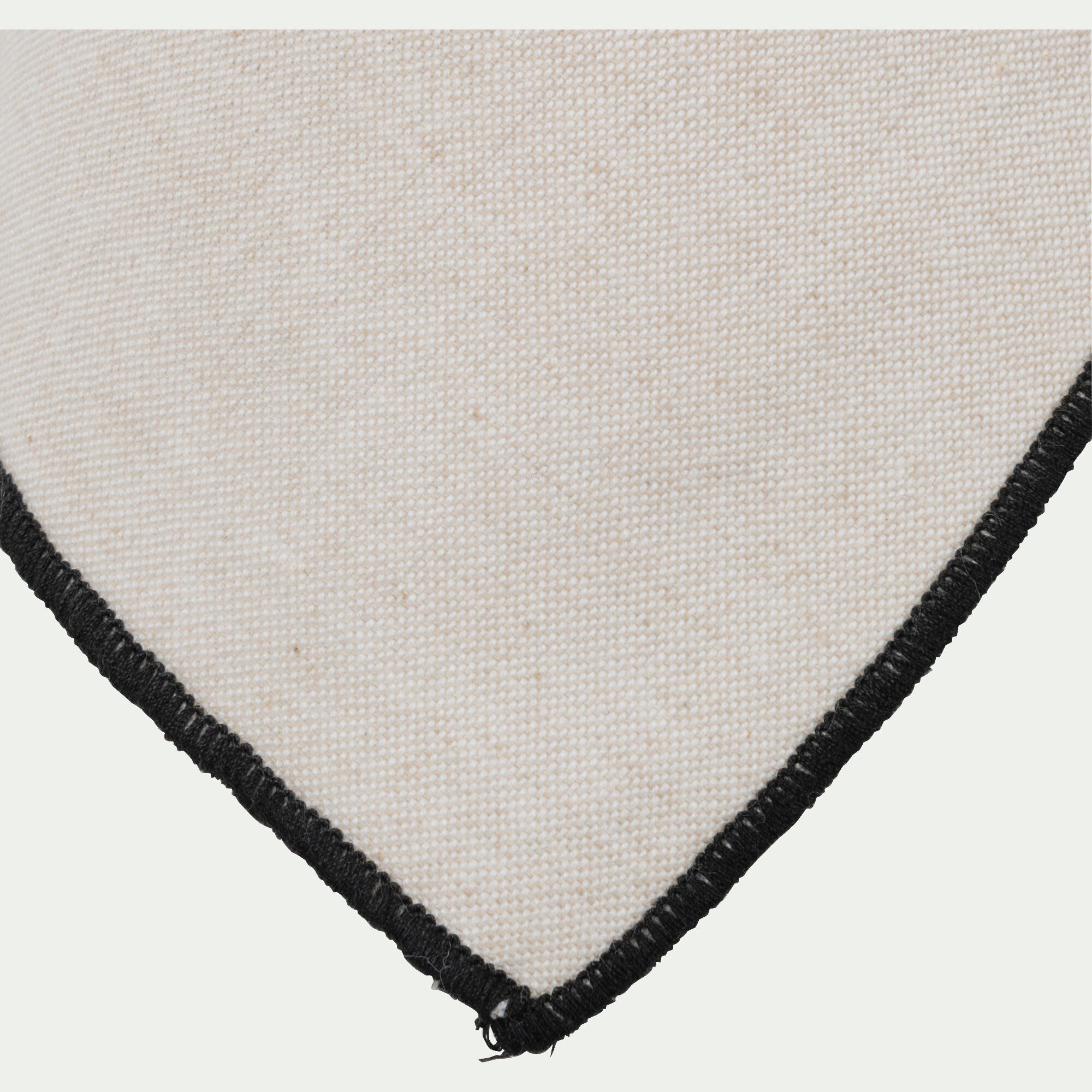 LINIA - Lot de 2 torchons brodés en coton finition point de bourdon 50x70cm - beige
