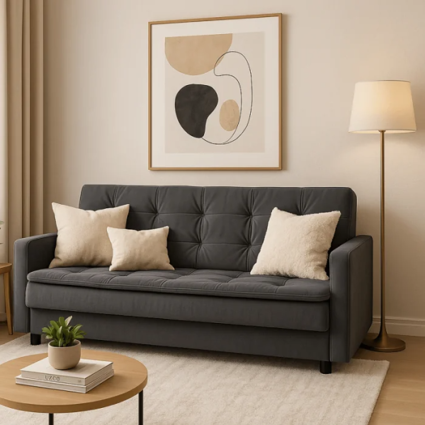Wersalka Rozkładana Kanapa Z Funkcją Spania Sofa Dwuosobowa Szara STELLA