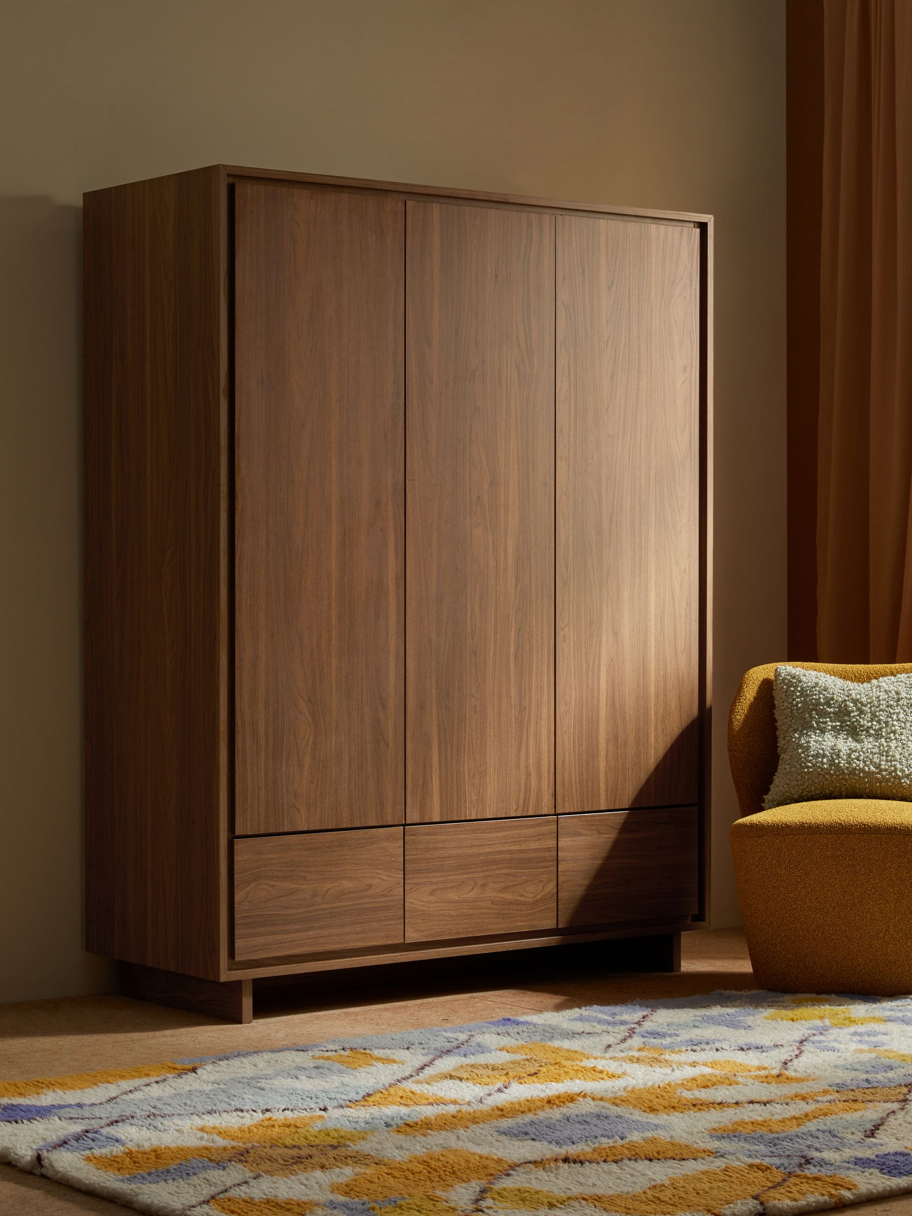 Kaci Triple Wardrobe in Dark Walnut Effect