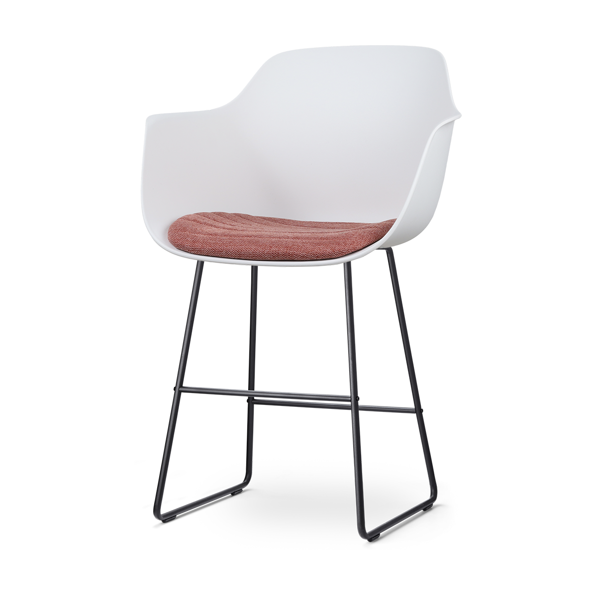 Nolon Nino-Liz Barkruk Wit - Terracotta Kussen - Zwart Frame - 65 cm